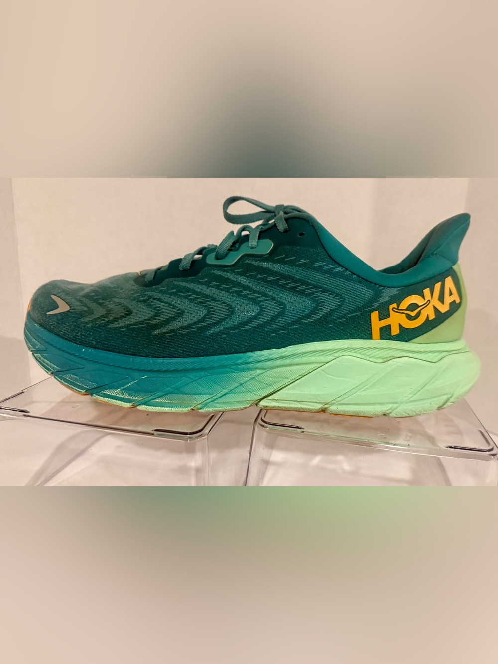 Hoka One One Arahi 6 Textile Ocean Mist Lime Glow Sneakers Men’s 12.5